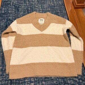 Aerie Tan and Cream Striped OVERSIZED Sweater